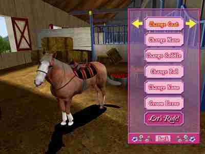 Абсолютно безглузді гонки на конях в грі Let's Ride: Corral Club, передує сценкою конфігурації стійла