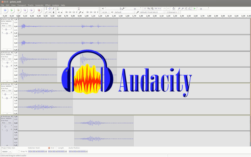 Велика частина роботи по запису, підготовці та коригуванні звукових файлів відбувалася за допомогою дуже простий в освоєнні програми   Audacity   , Яка також є безкоштовною програмою з відкритим вихідним кодом